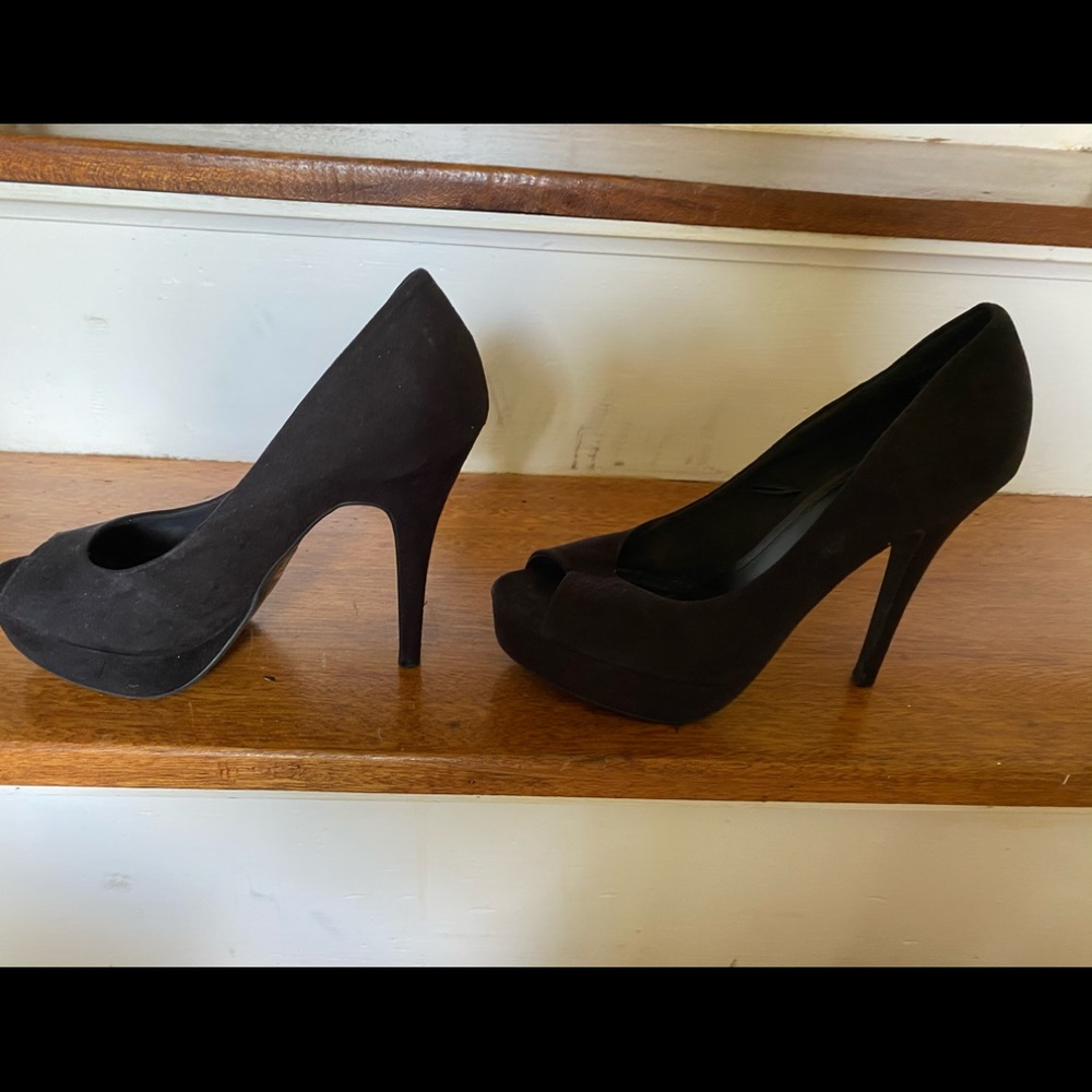 Peep toe black high heels
